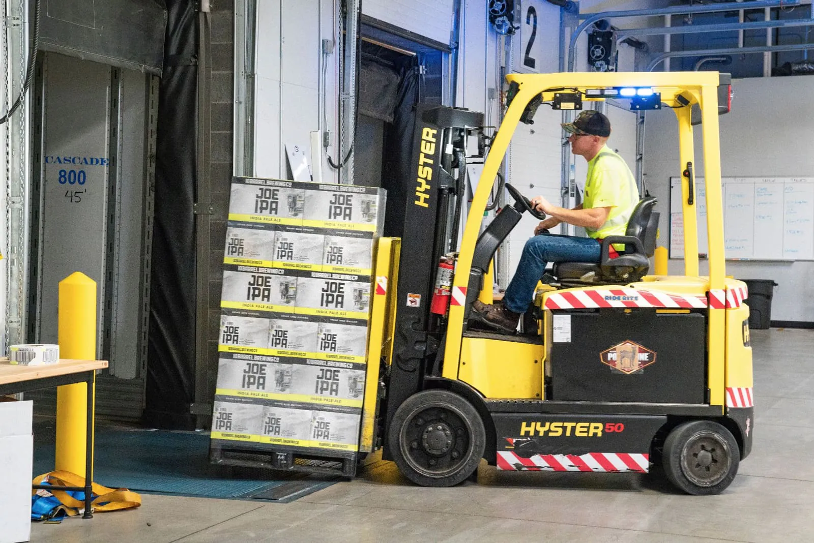 Forklift driver in logistics