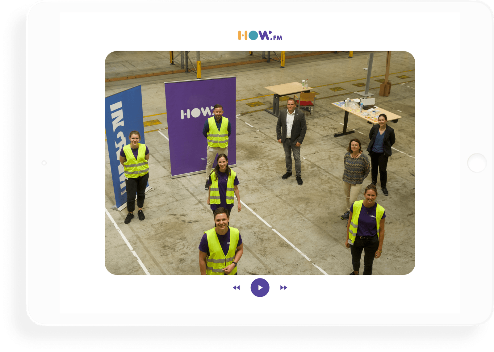 The how.fm and Ingram Micro teams at the I am Safe Day warehouse event