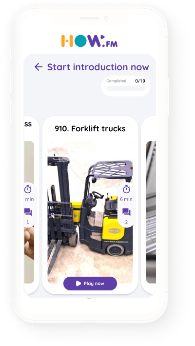Forklift safety training in the how.fm app