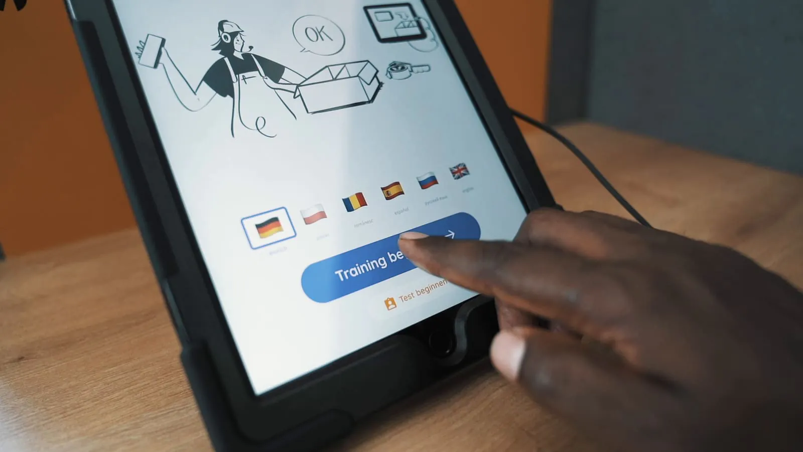 Training warehouse workers in different languages
