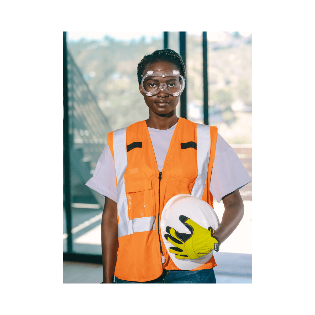 Worker wearing personal protective equipment (PPE) as a warehouse safety measure